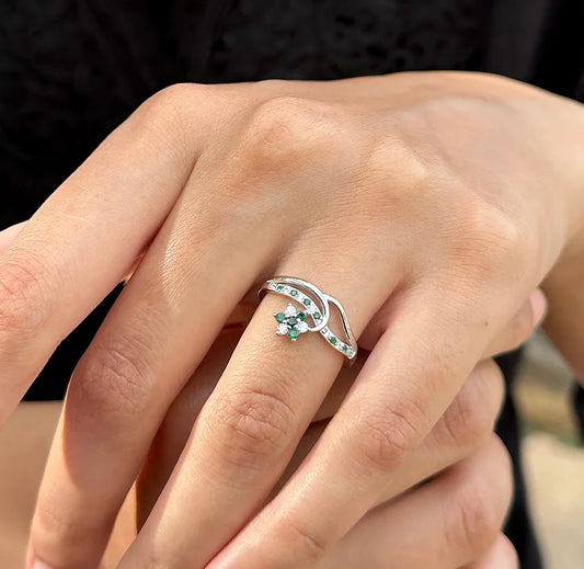 Green Goddess Silver Ring