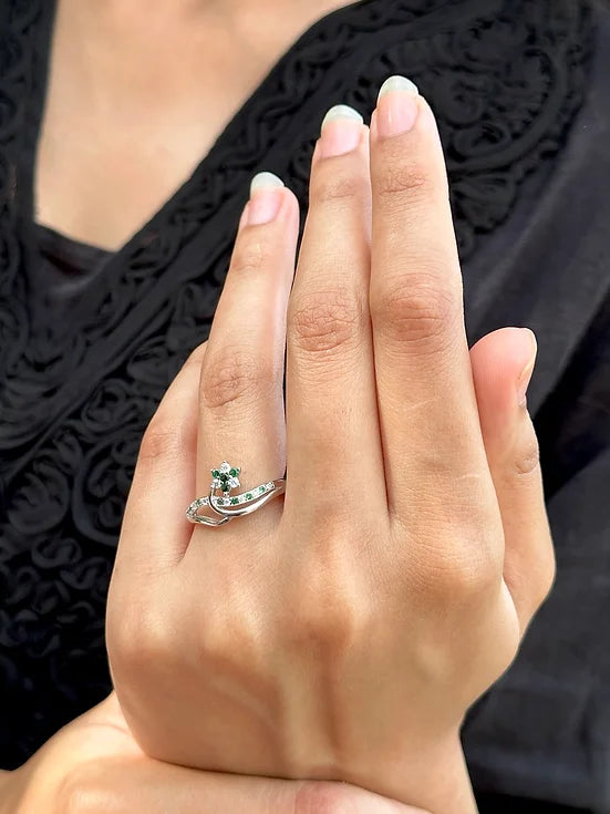 Green Goddess Silver Ring